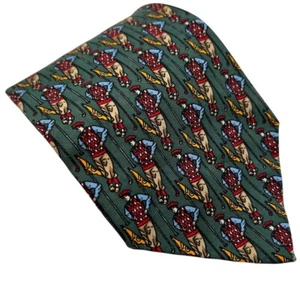 Bally HOMBRE Corbata Cuello Verde Golfista Hombre Figura Caddy Hecho a Mano Clásico Seda - Imagen 1 de 5