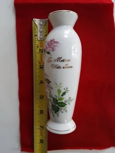 Norcrest china "Mother's Day" Bud Vase, pink rose & gold trim - Picture 1 of 4
