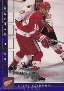 2001-02 BAP Memorabilia Chicago Sun Times Sapphire #15 Steve Yzerman