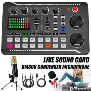 Podcast Equipment Bundle Condenser Microphone Audio Mixer Studio Recording Kit - Picture 1 of 14