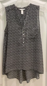 H&M Pullover Bluse Oberteil Gr. 2 Henley schwarz grau Tasche asymmetrischer Saum 30 - Bild 1 von 7
