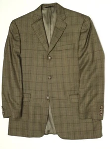 Burberry London Sport Coat Mens 39R 40R Green Brown Plaid Wool Silk Jacket - Picture 1 of 8