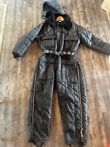 Walls Blizzard Pruf Womens Large Insulated Belted Snow Suit w Hat blizzard pruf