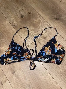 Urban Outfitters Kimchi Bralette Womens Medium Blue Tropical Floral Back Tie - Picture 1 of 4