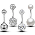 4Pcs 14G Belly Button Rings Pearl Crystal Two Balls Navel Piercing Body Jew3 _Co