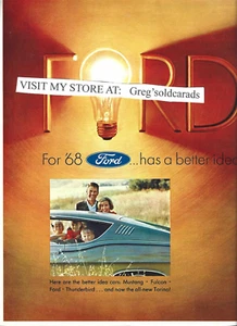Original 1968 Ford Broschüre mit Galaxie, Turin, Thunderbird, Mustang, Falcon - Bild 1 von 1