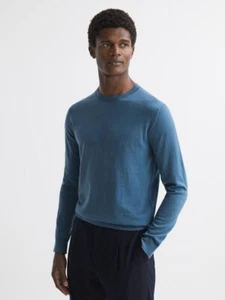 REISS Wessex Pullover mit Rundhalsausschnitt aus Merinowolle in Marineblau Größe XS - Bild 1 von 4