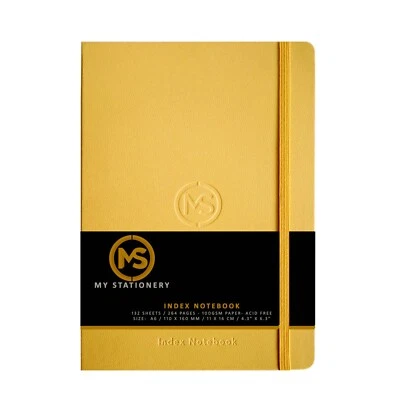 A6 Index Notebook Hardback Leatherette Cover A-Z Tabs 264 Pages - 11 X 16 CM