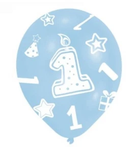 Paquete de 6 - Globos azules de cumpleaños para niños 1er salón de fiestas decoraciones #15117 - Imagen 1 de 2