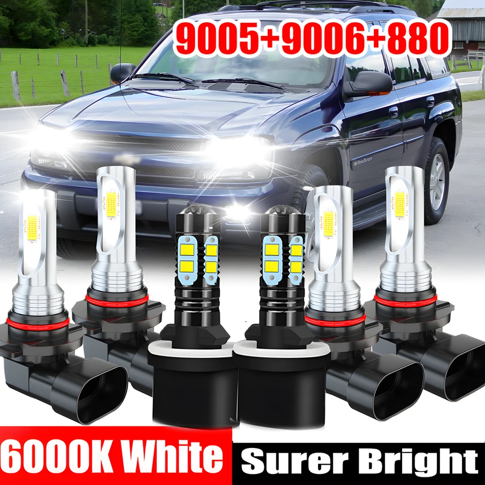 Faros LED delanteros + faros antiniebla 6X para Chevy TrailBlazer 2002-2009 Foto 1 de 4