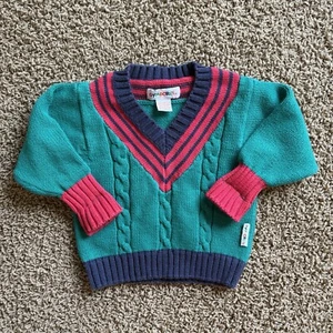 Vintage Gymboree Rainbow Tag V Neck Cotton Sweater Kids X small 3/4 - Picture 1 of 5