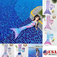 3pcs Girls Mermaid Tail Dress Cosplay Costume Swimsuit Children Swimwear 1-14T