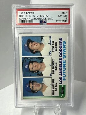 1982 Topps #681 - Dodgers Future Stars - PSA 8 casi nuevo-como nuevo - Marshall Roye & Sax Foto 1 de 2