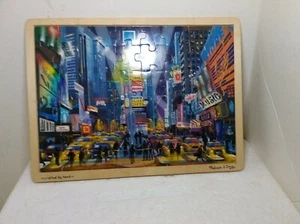 3) Wood Puzzles Melissa Doug 1 Times Square 2)Dinosaurs Good Pcs Photos Descript - Picture 1 of 12