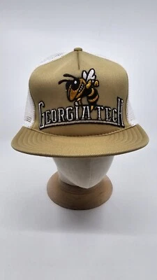 Vtg Georgia Tech Hat GT Trucker Yellow Jackets Cap Snapback Adjustable Mesh - Image 1 of 4