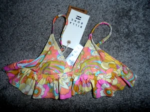 Adorable Billabong girls size 5 yellow print ruffle bikini swim top NWT - Picture 1 of 2