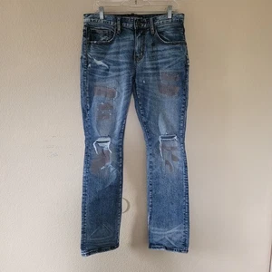 Affliction Jeans Mens Size 31x32 Ace Distressed Blue Dark Washed Y2K Denim - Picture 1 of 10
