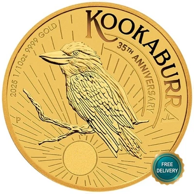 2025 Australia 1/10 Oz 9999 Poor Gold 15$ Kookaburra Bird Anniversary ONLY15000! - Image 1 of 4