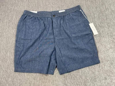 Bermuda esportiva masculina AG Adriano Goldschmied Paxton 40 azul cambraia cintura elástica - Imagem 1 de 4