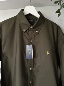 Polo Ralph Lauren Oxford Shirt Army Green Button Down Custom Fit Size 2XL - Picture 1 of 7