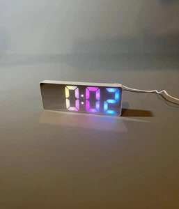 Simple Alarm Clock Large LED Display Easy Set Up Rainbow Digit Date Temperature - Picture 1 of 22