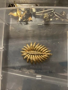 Vintage Brosche goldfarben mit Perlen - Bild 1 von 2