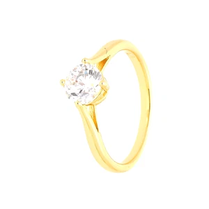 Ring - Damen - Solitär - Kristall - weiß - 750 Gelbgold plattiert - 3 Mikron - Bild 1 von 6