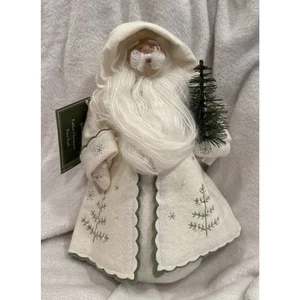 HMK Weihnachtsmann Puppe gewichteter Boden weiß Filz mit Baum & Perlen Akzent Gewänder Weihnachten - Bild 1 von 5