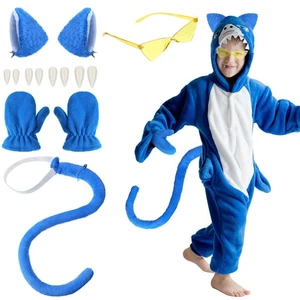 9-teiliges blaues Katzenkostüm für Kinder Mädchen, blaue Katzenohren und Schwanz Set gelb gesungen... - Bild 1 von 6