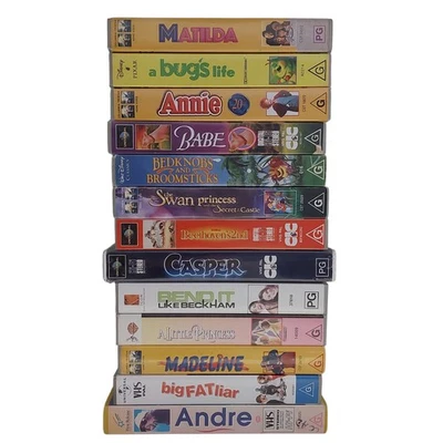 Kids Family VHS Movie Lot of 13 Matilda A Bug’s Life Annie Babe Swan Princess  - image 1 of 4