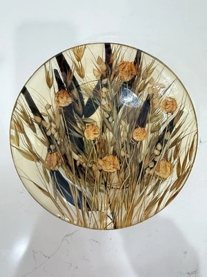 Riccardo Marzi Hecho a Mano Resina y Flores Reales Colección Otoño 9.25” Cuenco Lucite Foto 1 de 4