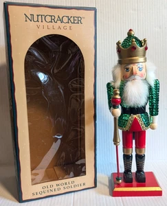 1999 Nutcracker Village Old World Sequined Soldier Nutcracker 12" - Mint! - Picture 1 of 10