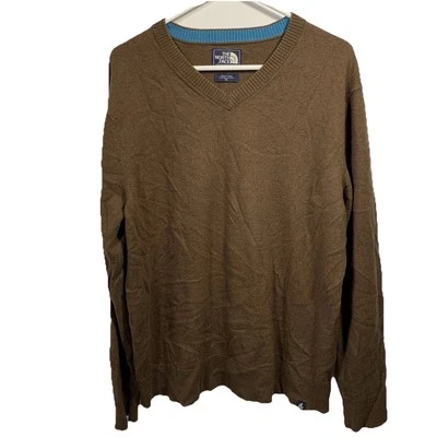 North Face Sweater Men Sz XL Brown Lightweight Wool Blend V-Neck Gorpcore - Image 1 of 4
