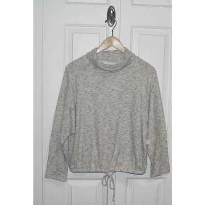 Lush Women's Cozy Long Sleeve Drawstring Hem Turtleneck in Cream Blue Medium - Image 1 of 4