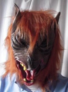 Full Over Head Adult Wolf Latex Face Mask fancy dress warewolf scary furry prop - Picture 1 of 2