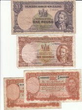 AUSTRALIA & NEW ZEALAND (LOT OF 4) EARLY PAPER MONEY NOTES ! 