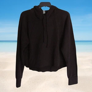 WOMENS NEXT LEVEL BLACK CROP HOODIE LARGE NEW - Picture 1 of 2