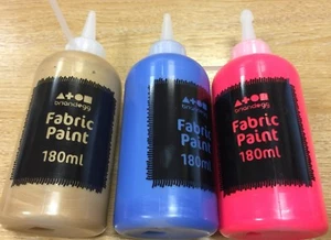 Brian Clegg STOFFFARBE 180ml Flasche 3 Farben KLEIDUNG FARBSTOFF GOLD Neon ROT BLAU - Bild 1 von 1