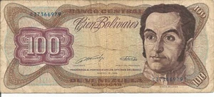 VENEZUELA (Marzo, 1992 ) 100 Bolivares Banknote ( CIRC ) # 10 - Picture 1 of 2