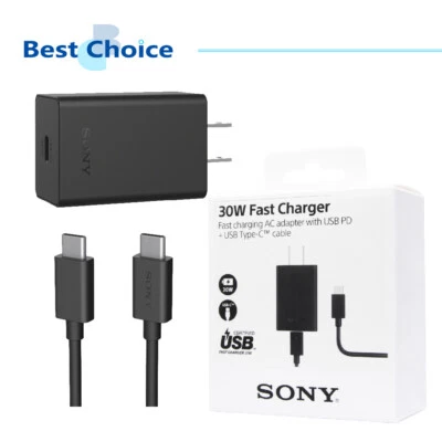 Original Sony Official 30W Fast Charge Adapter with Dual Type-C Cable (XQZ-UC1) - Image 1 of 4