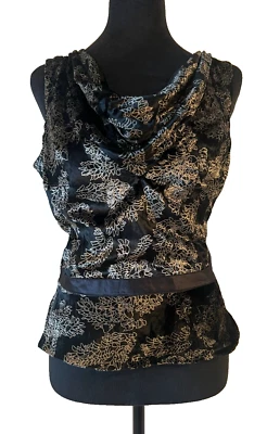 Neiman Marcus Philippe Adec Black Gold Velvet Sleeveless Blouse Top Size L NWT - Image 1 of 4