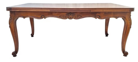 Large FRENCH Walnut Parque Draw Leaf Dining Table with 2 Leaves Cover