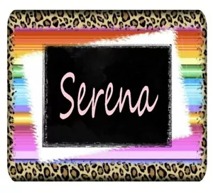 Personalized Mouse Pad Leopard Pastel Stripes Neoprene Custom Monogram Mousepad - Picture 1 of 2