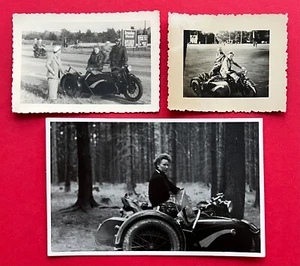 3 x Original Motorrad Foto um 1952 schwere Motorräder mit Beiwagen   ( 114190 - Bild 1 von 2