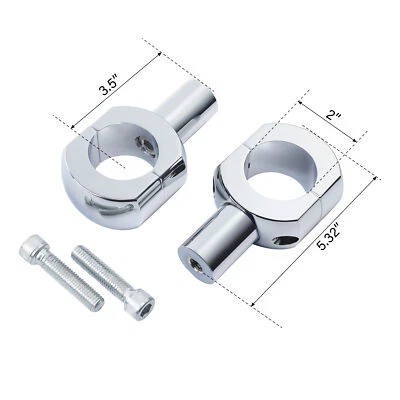 Pair Chrome 3.5" Handlebar Risers Fit For Harley Honda Kawasaki Suzuki 2'' Bars - Image 1 of 4