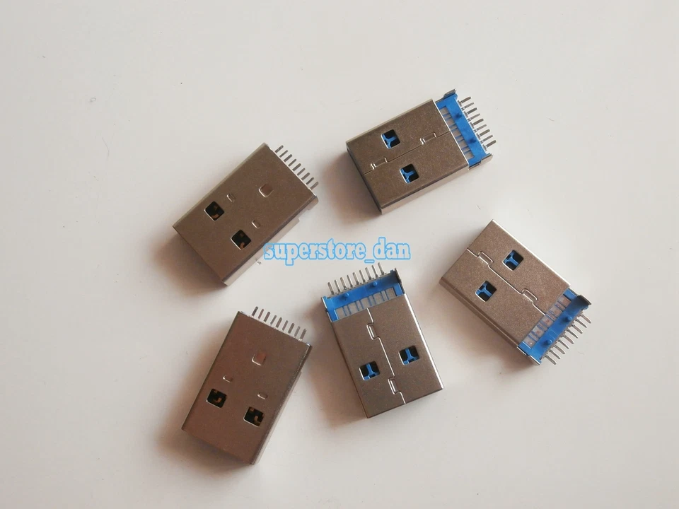 5X USB 3.0 Type A 9 Pin 180° Male SMT SMD Panel Mount DIP USB Connector - Image 1 of 1