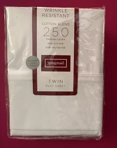Springmaid Wrinkle Resistant TWIN FLAT Sheet 250 Thread Count White NEW - Picture 1 of 4