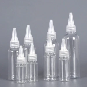10ml-100ml Plastic Tip Cap Clear Liquid Bottles For Pigment Ink Lotion Container - Picture 1 of 14