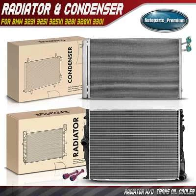Kit de refrigeración de radiador y condensador de aire acondicionado para BMW 323i 325i 325xi 328i 328xi 330i 330xi Foto 1 de 4
