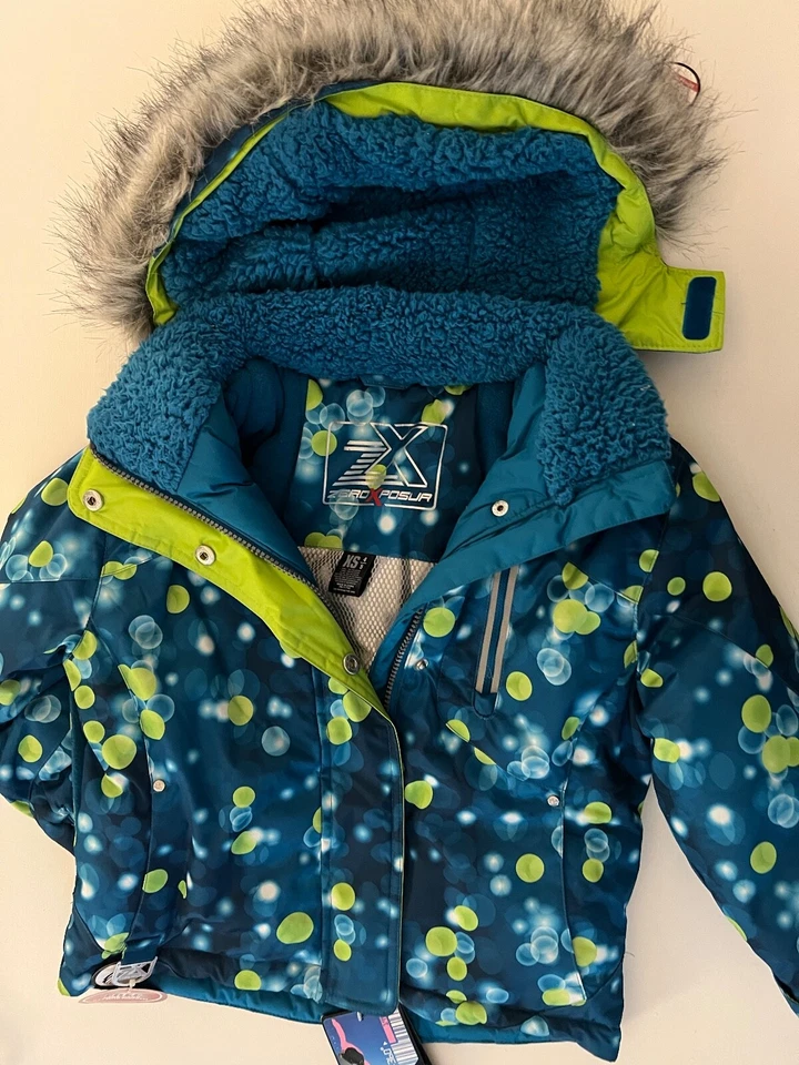 Chaqueta de esquí con capucha ZeroXposur Girls Zero Exposure verde azulado burbujas XS 4/5 Foto 1 de 4